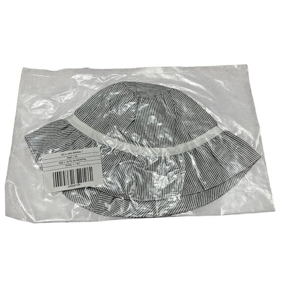 Janie & Jack Striped Bow Front Baby Girls Sun Hat Sz 6-12 Months Girls - Picture 7 of 7